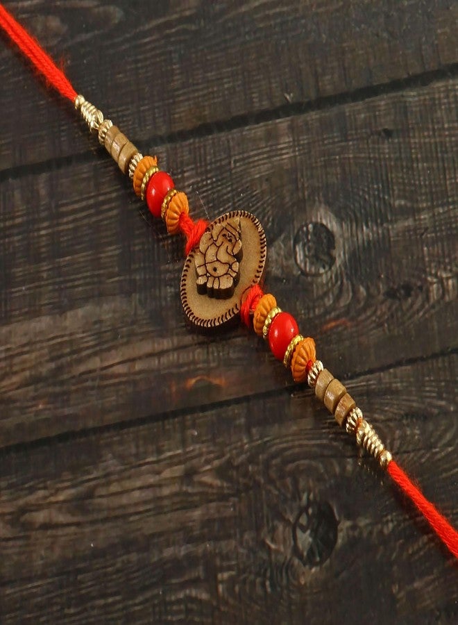 RA-Rock مجموعة RA-Rock Ganesh Rakshyabandhan Rakhi لأخ Bhaiya مع Roli Chawal وبطاقة تهنئة-RR122 - Image 2