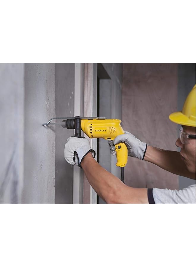 Stanley 13Mm Impact Drill For Drilling Concreate Metal Wood 600W Metal Chuck With Variable Speed Professional Hammer Drill For Diy Yellow Black Sdh600 B5. - Image 2