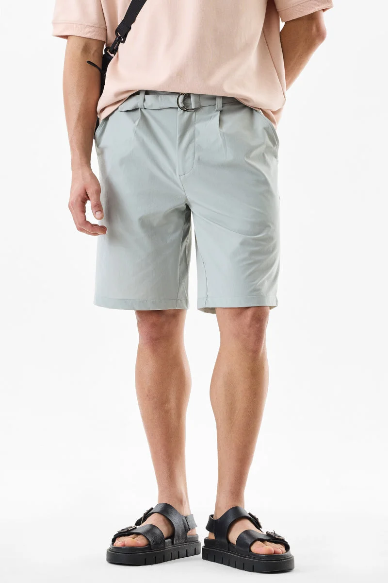 سنيتش Light Grey Solid Regular Fit Shorts