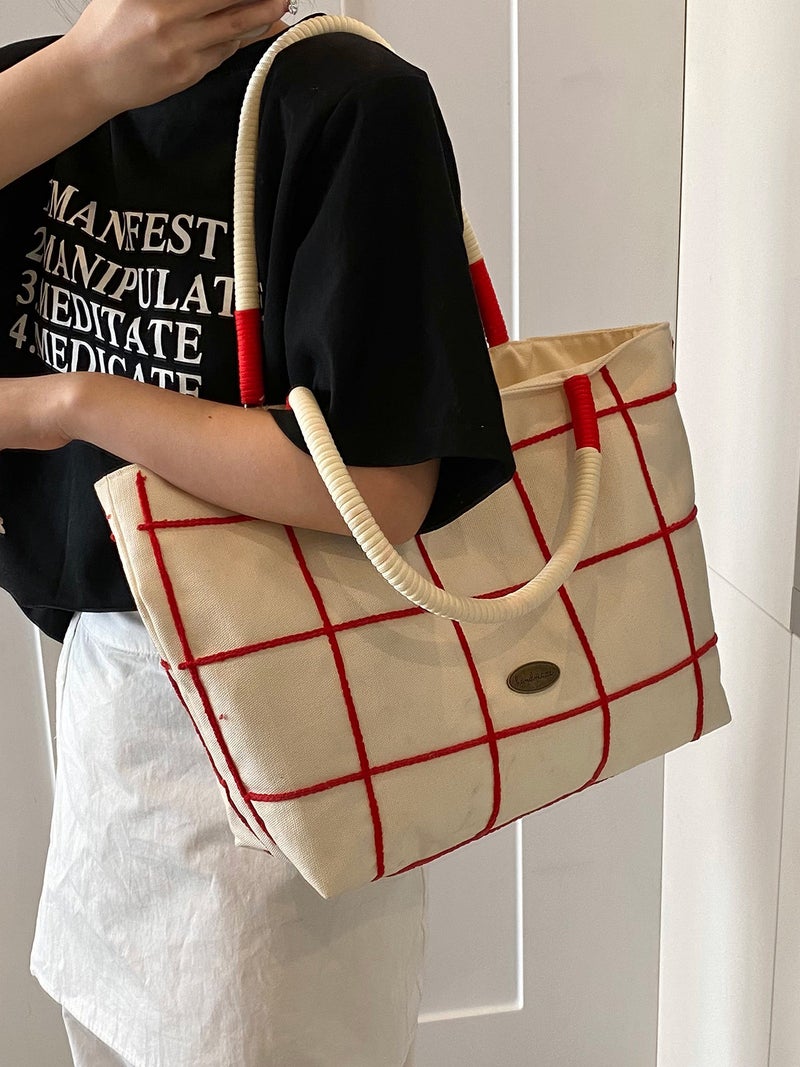Casual Large Capacity Canvas Bag Women'S Summer Commuter Shoulder Bag Lightweight All-Match Hand Tote Bag - Image 5
