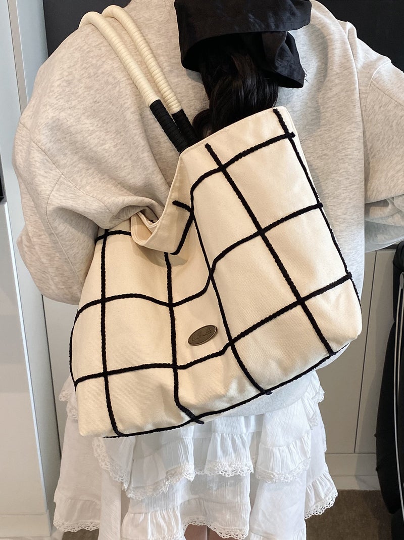 Casual Large Capacity Canvas Bag Women'S Summer Commuter Shoulder Bag Lightweight All-Match Hand Tote Bag - Image 2