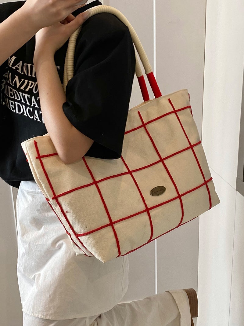 Casual Large Capacity Canvas Bag Women'S Summer Commuter Shoulder Bag Lightweight All-Match Hand Tote Bag - Image 4