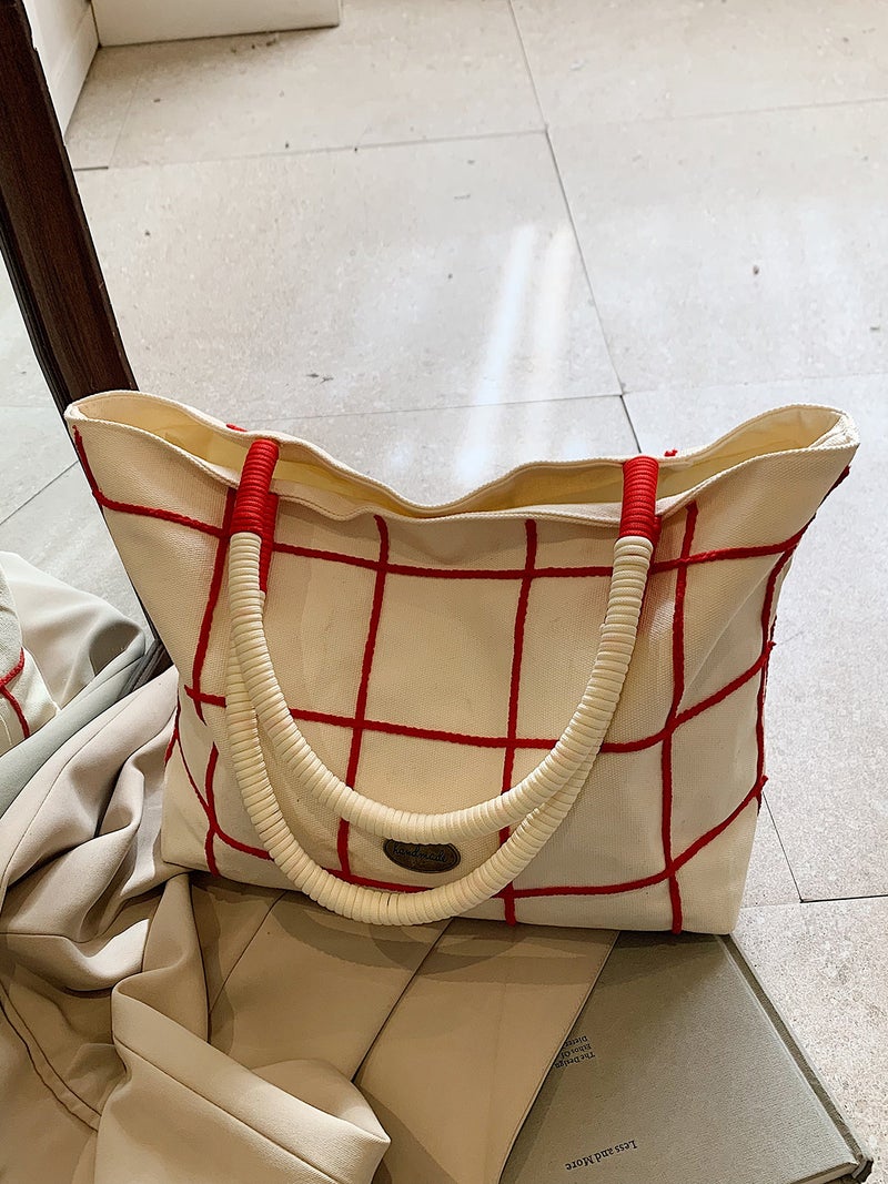 Casual Large Capacity Canvas Bag Women'S Summer Commuter Shoulder Bag Lightweight All-Match Hand Tote Bag - Image 3
