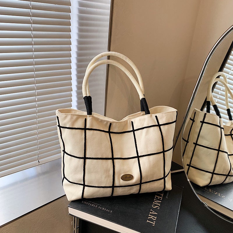 Casual Large Capacity Canvas Bag Women'S Summer Commuter Shoulder Bag Lightweight All-Match Hand Tote Bag - Image 1