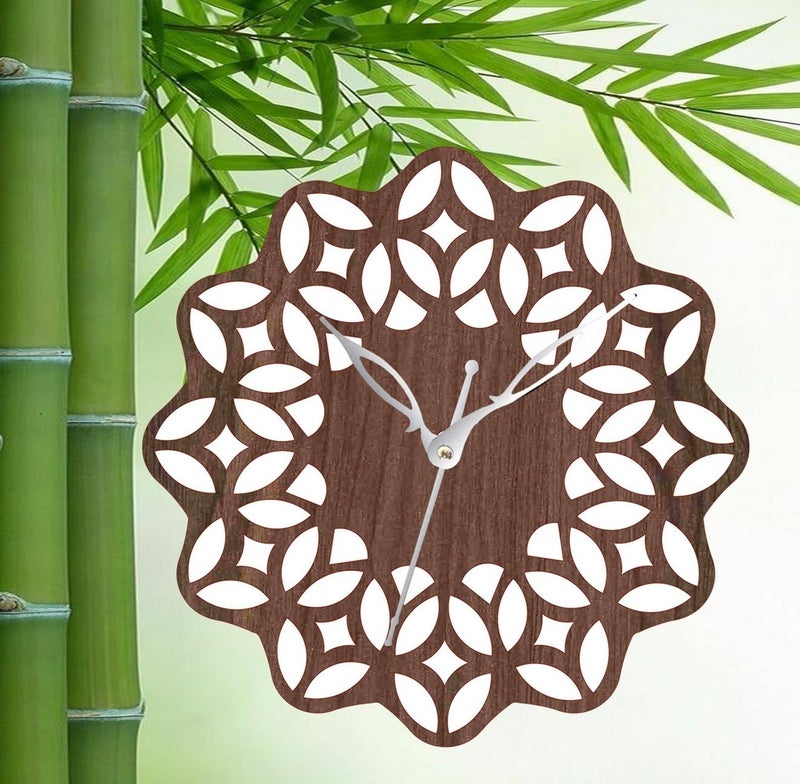 ADK Wooden Wall Clock MDF Designer Wall Watch Trendy Frameless Analog Hanging Home Decor Wall Clock for Bedroom Living Room Kitchen Drawing Room Office Standard 30 x 30 Cm 19 - Image 3