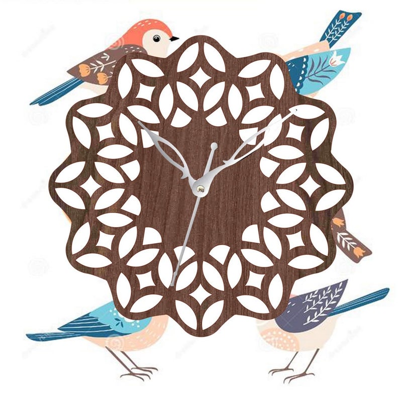 ADK Wooden Wall Clock MDF Designer Wall Watch Trendy Frameless Analog Hanging Home Decor Wall Clock for Bedroom Living Room Kitchen Drawing Room Office Standard 30 x 30 Cm 19 - Image 5