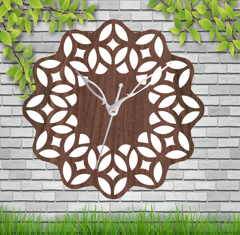 ADK Wooden Wall Clock MDF Designer Wall Watch Trendy Frameless Analog Hanging Home Decor Wall Clock for Bedroom Living Room Kitchen Drawing Room Office Standard 30 x 30 Cm 19 - Image 2