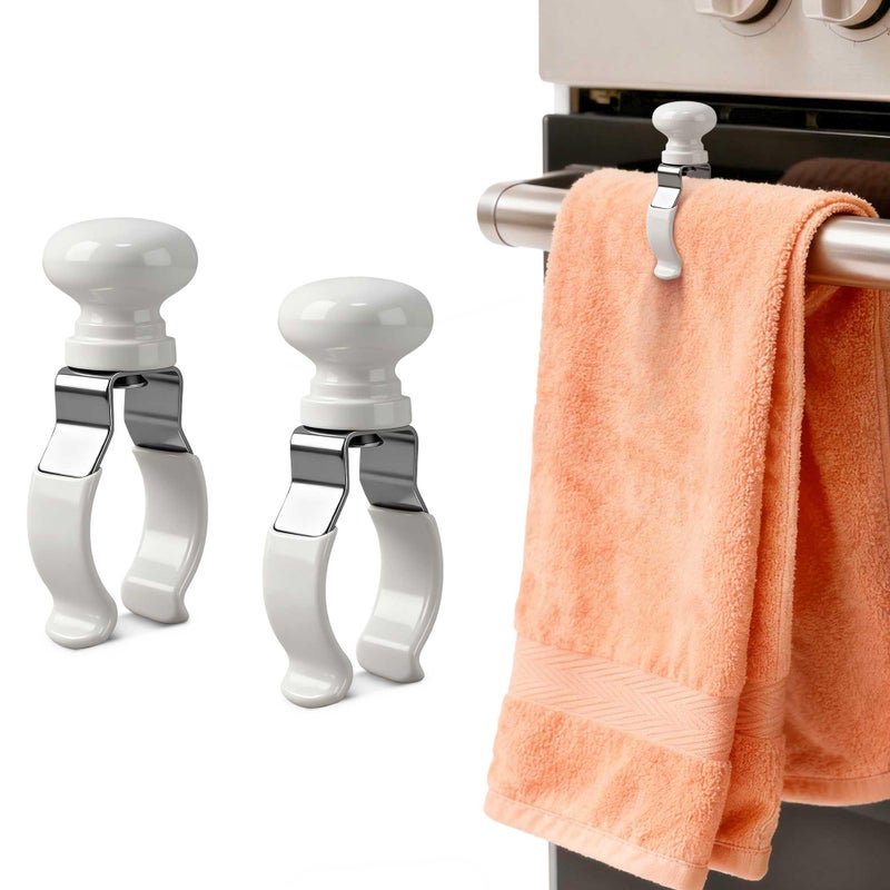 YANGSHUO Towel Clips Holder Kitchen:2 Pack Metal Towel Clips - Rust & Heat Resistant Towel Holder for Oven Handle, Dishwasher, Bathroom, Gift for Women Mom - Image 1