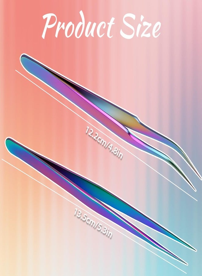 Sliverdew 2PCS Sticker Tweezers, Tweezers for Crafting Straight and Curved Tip Tweezer Stainless Tweezer for Stickers Eyelash Extensions Precision Electronics Nail Rhinestone Jewelry, Scrapbooking Tools - Image 3