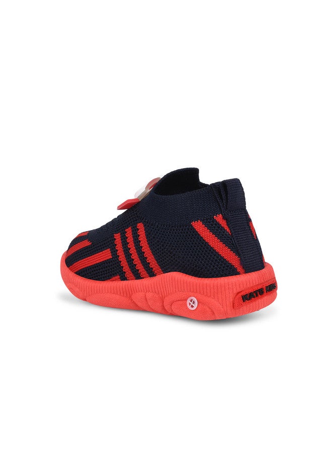 KATS Kids Textured Flyknit Musical Mesh Slip-On Sneakers in Red and Black - Image 3