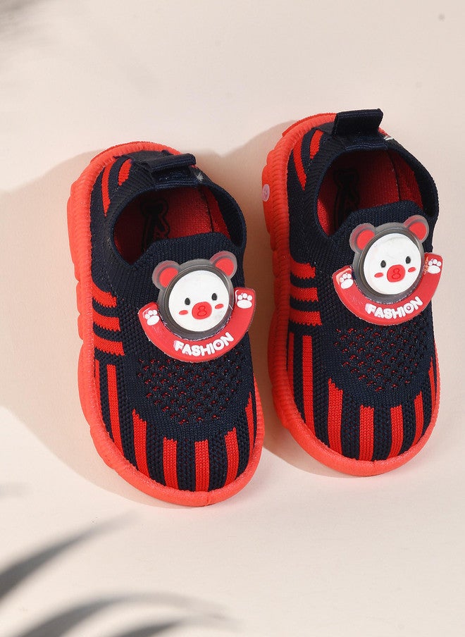 KATS Kids Textured Flyknit Musical Mesh Slip-On Sneakers in Red and Black - Image 1