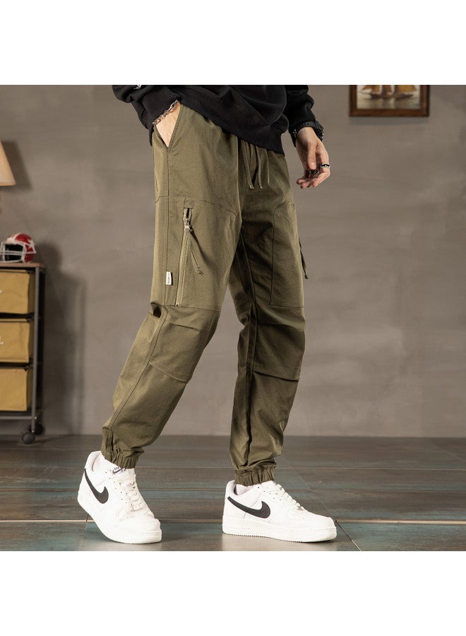 Fapai Men's Loose Drawstring Long Pants, Comfortable And Easy To Care For In Spring And Autumn, Zip Pocket Casual Cuffed Pants - Image 3