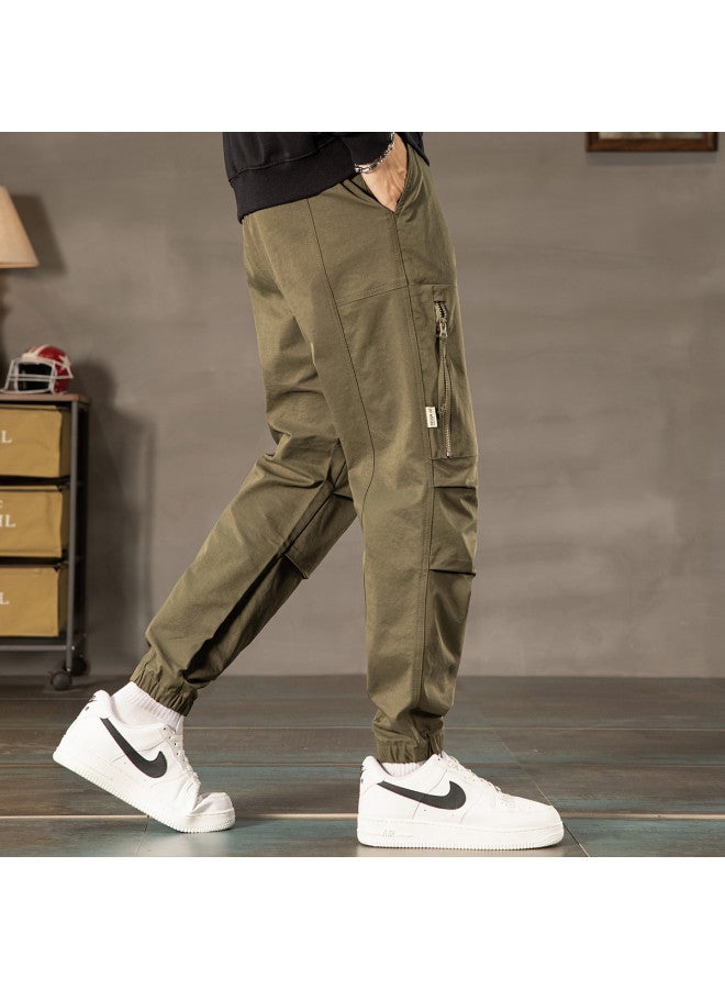 Fapai Men's Loose Drawstring Long Pants, Comfortable And Easy To Care For In Spring And Autumn, Zip Pocket Casual Cuffed Pants - Image 4