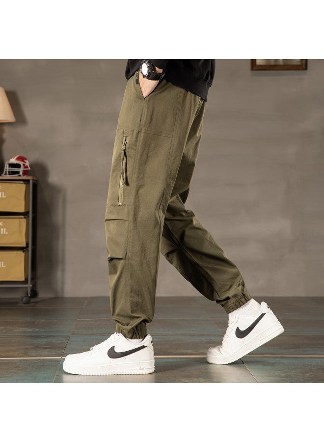 Fapai Men's Loose Drawstring Long Pants, Comfortable And Easy To Care For In Spring And Autumn, Zip Pocket Casual Cuffed Pants - Image 5