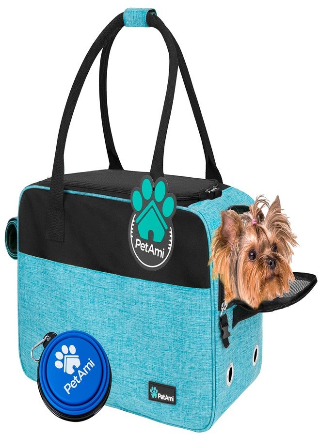 PetAmi Dog Purse Carrier for Small Dogs Cats, TSA Airline Approved Soft-Sided Pet Carrier with Pockets, Ventilated Travel Tote Bag with Bed & Shoulder Strap, Puppy Kitten, Max 12 lbs, Turquoise - Image 1