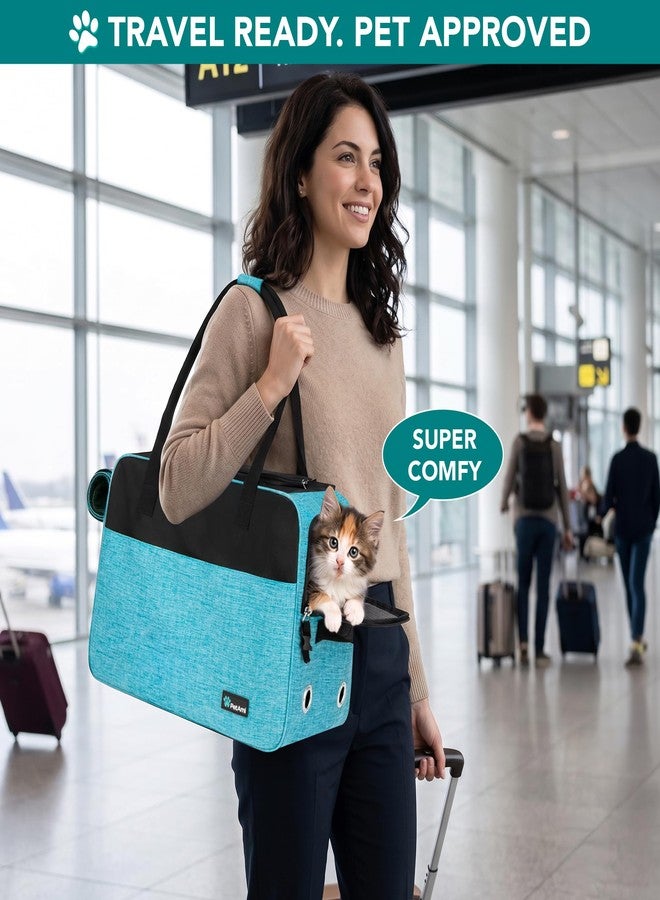 PetAmi Dog Purse Carrier for Small Dogs Cats, TSA Airline Approved Soft-Sided Pet Carrier with Pockets, Ventilated Travel Tote Bag with Bed & Shoulder Strap, Puppy Kitten, Max 12 lbs, Turquoise - Image 5