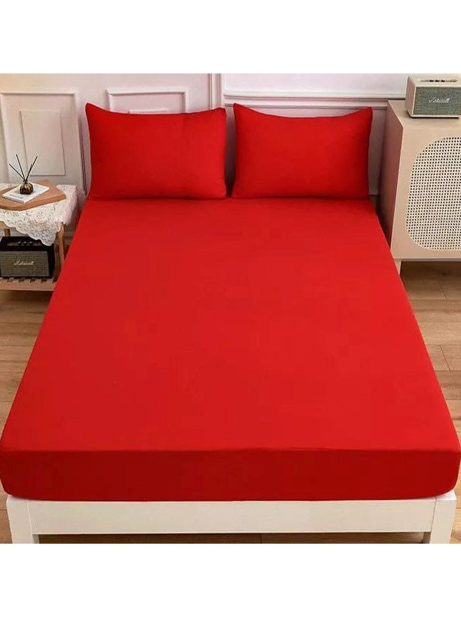 سنوز طقم ملاية باستيك 3 قطع، ملايه + 2 كيس وساده أضافي، ريد - Image 1