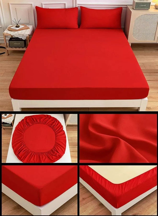 سنوز طقم ملاية باستيك 3 قطع، ملايه + 2 كيس وساده أضافي، ريد - Image 3