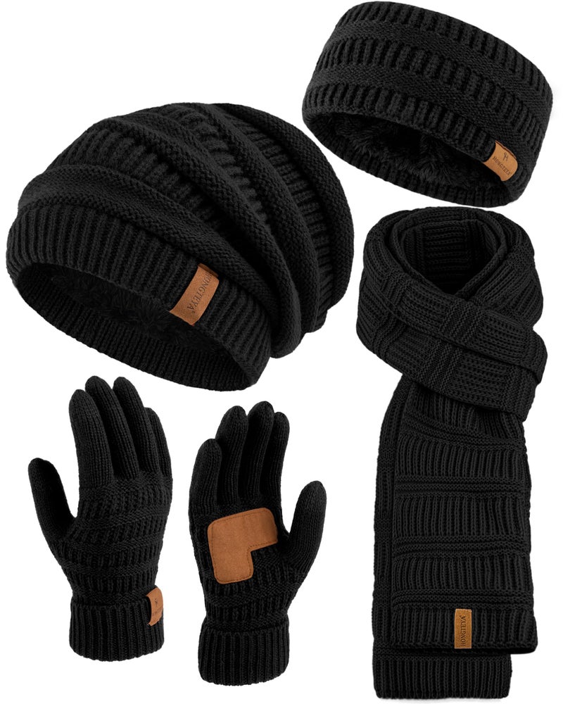 HONGTEYA 4pcs Set (US, Alpha, One Size, Black) - Image 1