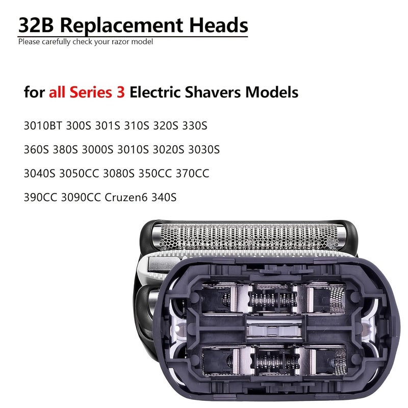 Compatible 32b 3 Electric Shaver Replacement Heads Foil And Cutter For Series 3 Razors - Image 2