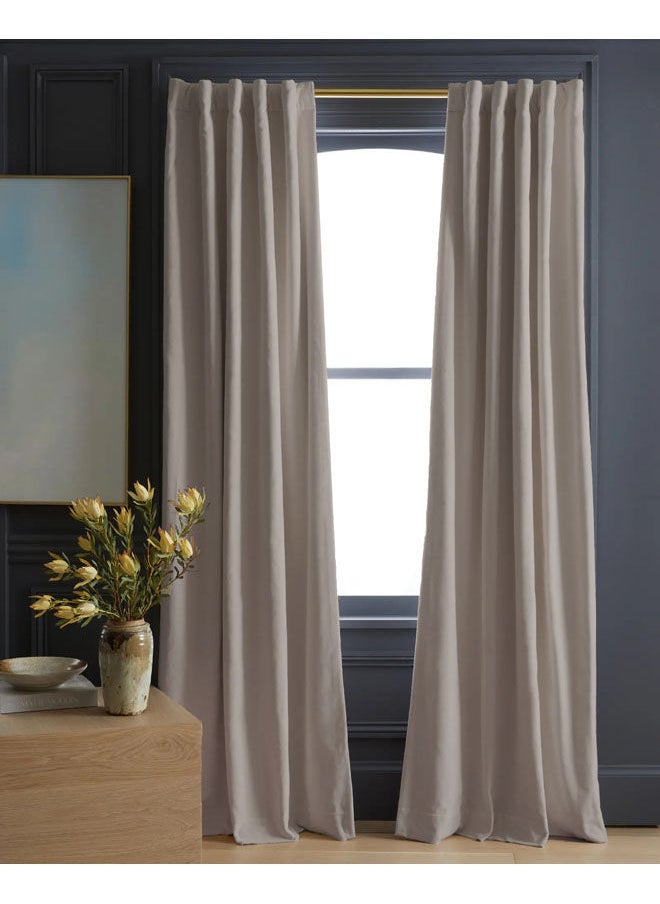 Naguib Selim Velvet Curtains Soft Fabric 1 Piece Off White-140x280  - Image 1