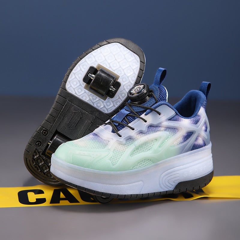 Children'S Heloo Shoes Luminous Middle And Large Children Students Outdoor Leisure Sneaker Led Two-Wheel Pulley Shoes - Image 1