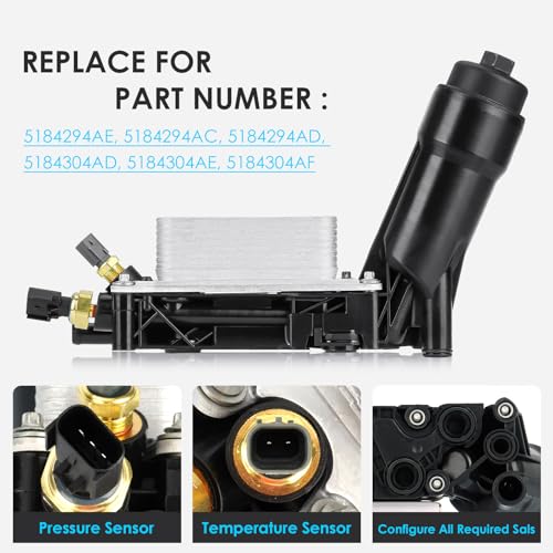 Autsurles Engine Oil Filter Housing with Oil Cooler For 2014-2017 Ram ProMaster 1500 2500 3500 3.6L,For 2011-2014 Dodge,For 2014-2016 Chrysler,For 2014-2015 Ram,For Jeep Wrangler Grand Cherokee,for 5184294AE - Image 5