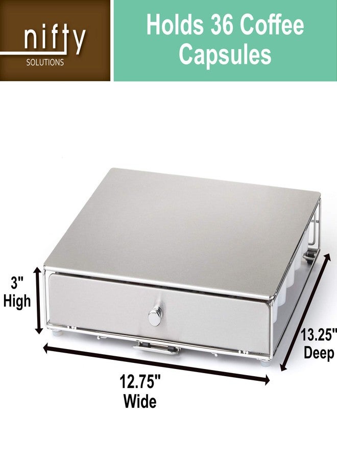 Nifty Solutions Nifty Coffee Pod Drawer - Stainless-Steel, Compatible with K-Cups, 36 Pod Pack Holder, Rolling Drawer, Under Coffee Pot Storage Sliding Drawer, Home Kitchen Counter Organizer - Image 4