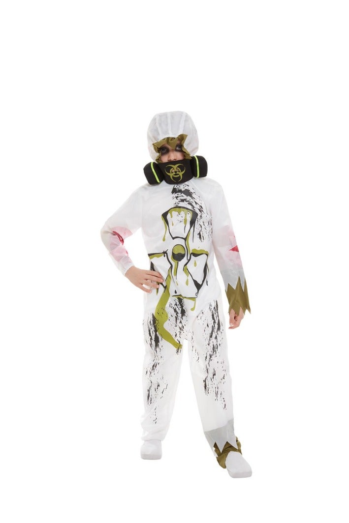 Smiffys Biohazard suit costume white with all in one & gas mask - Image 2