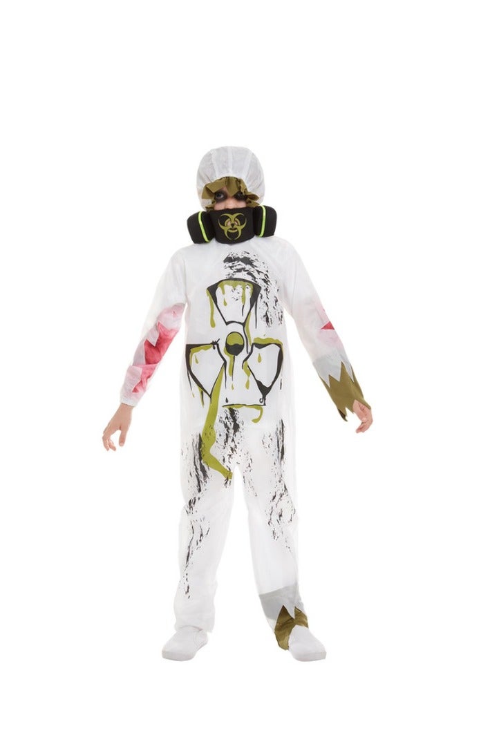 Smiffys Biohazard suit costume white with all in one & gas mask - Image 1