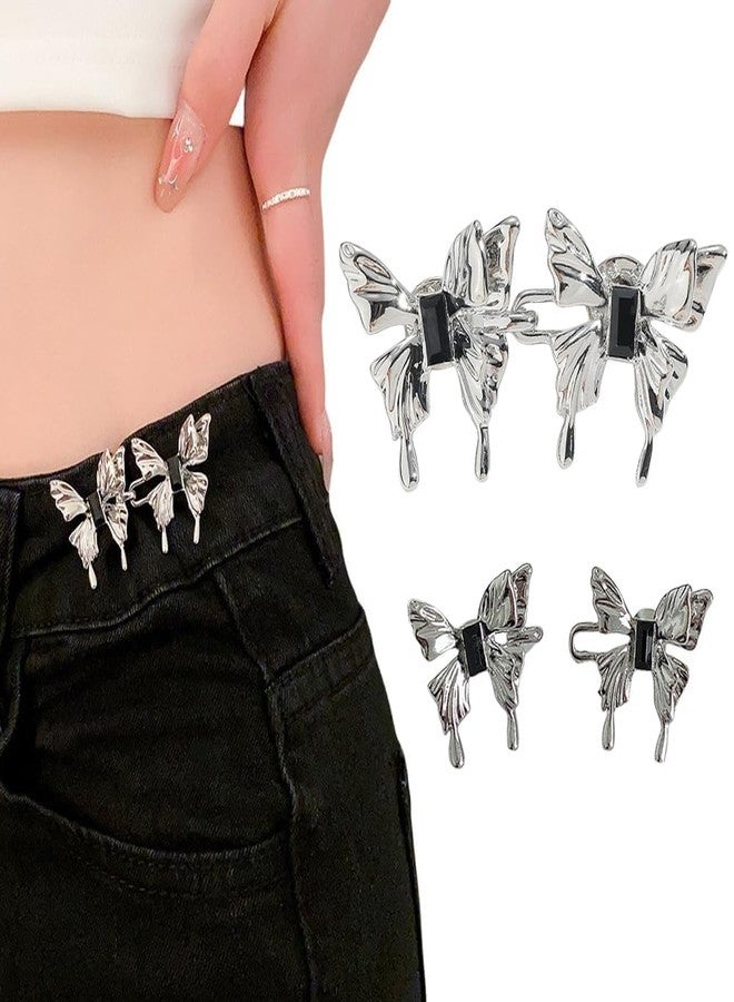 ELOTES Designer Butterfly & Flower Jeans Waist Tightener Clips for Women, No Sew Adjustable Button Pins, Reusable Pant Size Reducer Buckle for Loose Jeans, Skirt & Trousers (Multi Design Pack) - Image 4