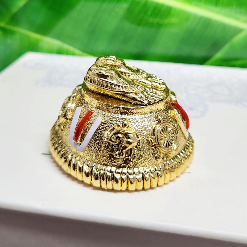 ARNAVIRA أرنافيرا حذاء تشاران بالاجي الذهبي المطلي بتشطيب عتيق لقدم اللورد بالاجي في غرفة البوجا لوحة القيادة فينكاتيسوارا سوامي مع شنك و تشاكرا نامام هدية - Image 2