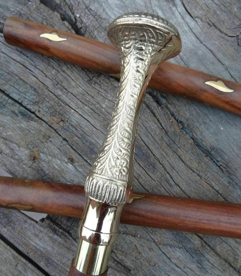 Generic Kasmi Antique Victorian Brass Long Design Handle Antique Wooden Walking Stick Nautical Canes - Image 3