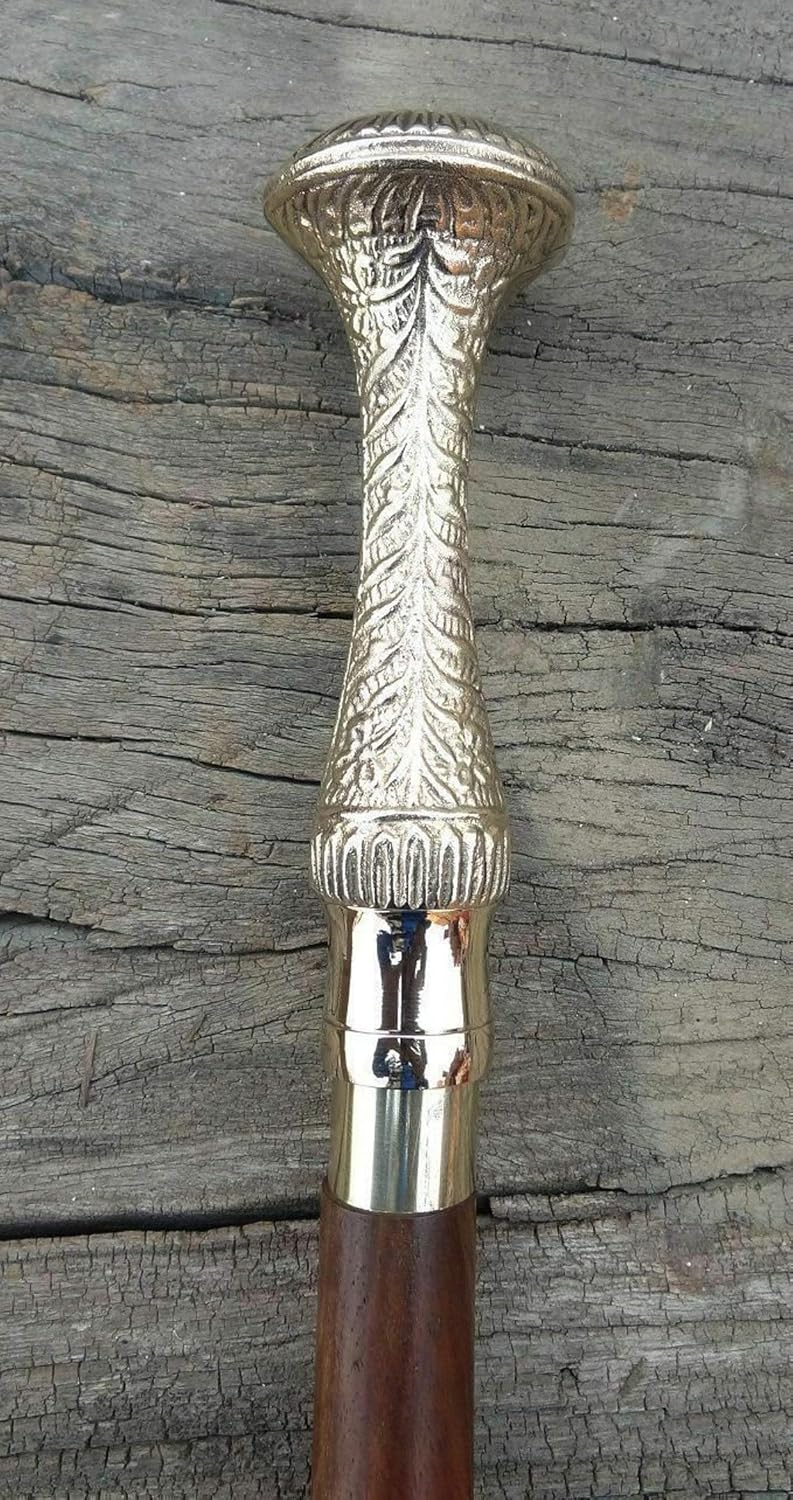 Generic Kasmi Antique Victorian Brass Long Design Handle Antique Wooden Walking Stick Nautical Canes - Image 2