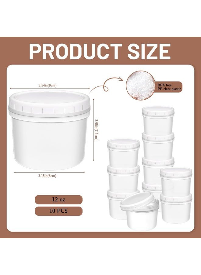 ISusser 10 Pack Reusable Small Plastic Containers with Screw Lids, Small Food Storage Freezer Containers, Stackable Food Storage Jars, Sauce Condiment Jars Lunch Box Accessories (12 oz) - Image 2