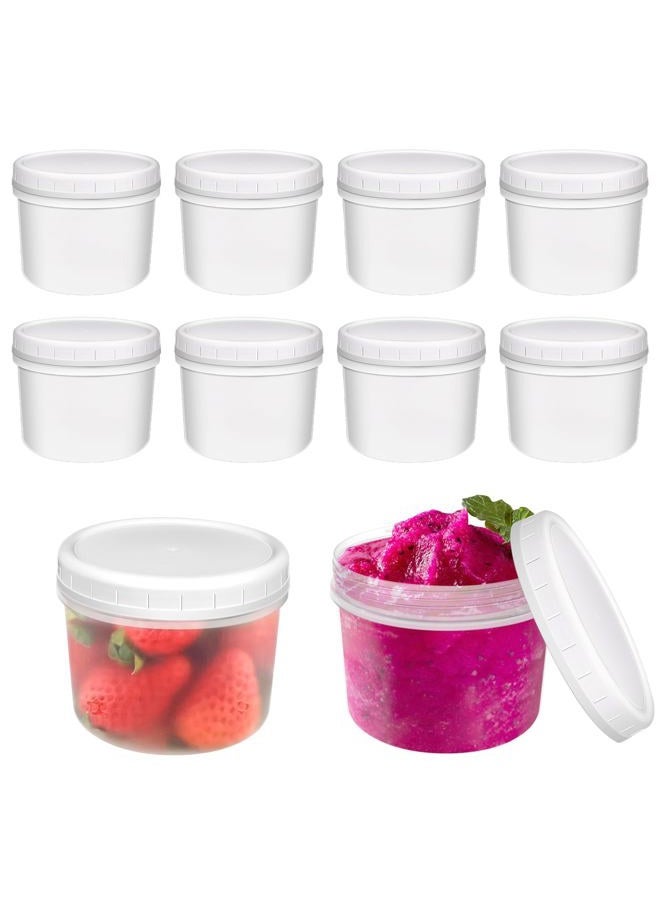 ISusser 10 Pack Reusable Small Plastic Containers with Screw Lids, Small Food Storage Freezer Containers, Stackable Food Storage Jars, Sauce Condiment Jars Lunch Box Accessories (12 oz) - Image 1