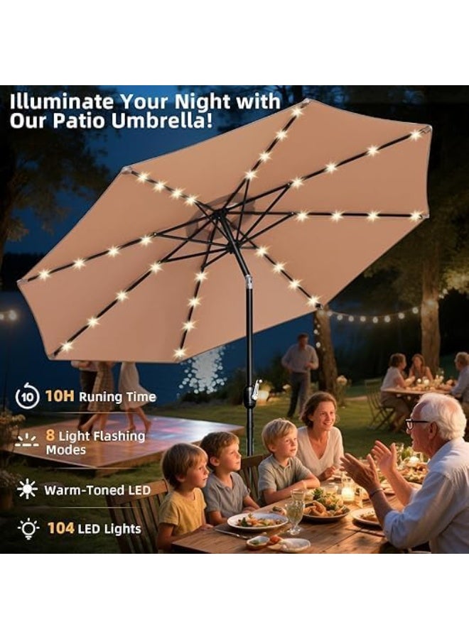 MOMENT 2.7M Patio Umbrella with LED Lights Adjustable Stand and Cross Base Water Tank, Outdoor Large Umbrella Windproof Offset Hanging Tilt Fade resistant Umbrella For Garden Deck Pool Lawn Backyard - Image 5