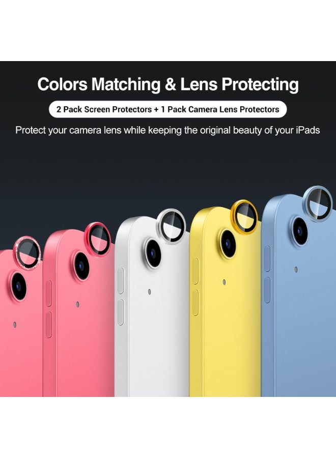 وايكيل واقي شاشة من قطعتين لجهاز iPad A16 الجيل الحادي عشر (11 بوصة) 2025 / iPad الجيل العاشر (10.9 بوصة) 2022 - غشاء زجاجي مقوى لجهاز iPad A3354، A3355، A3356، A2696، A2757، A2777 مع واقي عدسة كاميرا واحد - Image 3