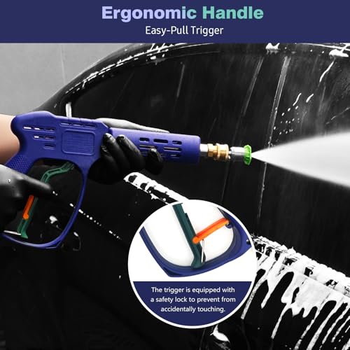 YeewayVeh High Pressure Washer Gun with 3/8" Quick Connect and M22 14mm / 15mm Fitting, Pressure Washer Wands with 5 Nozzles Tips, Power Washer Gun for Car Wash (5000PSI, 8 GPM) - Image 5