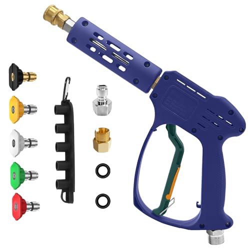YeewayVeh High Pressure Washer Gun with 3/8" Quick Connect and M22 14mm / 15mm Fitting, Pressure Washer Wands with 5 Nozzles Tips, Power Washer Gun for Car Wash (5000PSI, 8 GPM) - Image 1