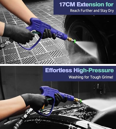 YeewayVeh High Pressure Washer Gun with 3/8" Quick Connect and M22 14mm / 15mm Fitting, Pressure Washer Wands with 5 Nozzles Tips, Power Washer Gun for Car Wash (5000PSI, 8 GPM) - Image 2