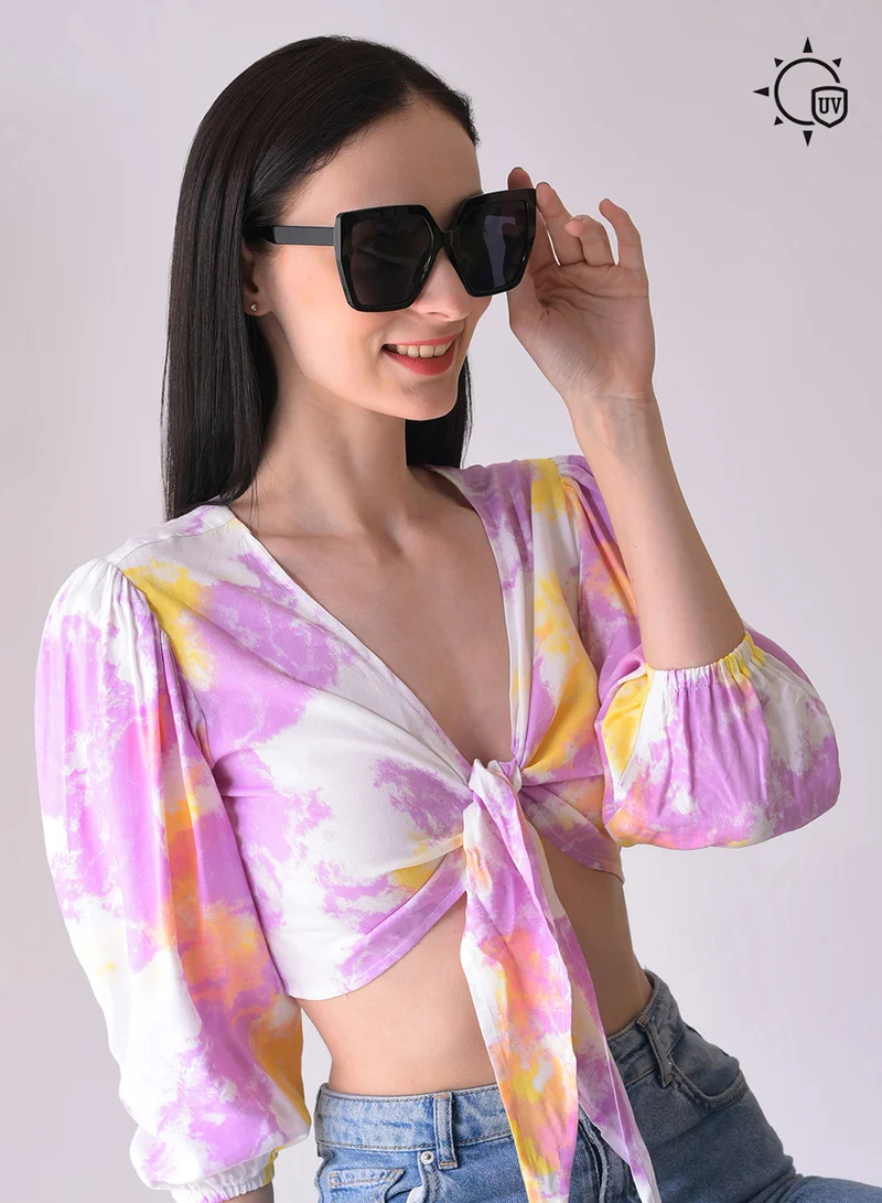 صوص هاوت نظارة شمسية سوداء كبيرة بعدسات سوداء