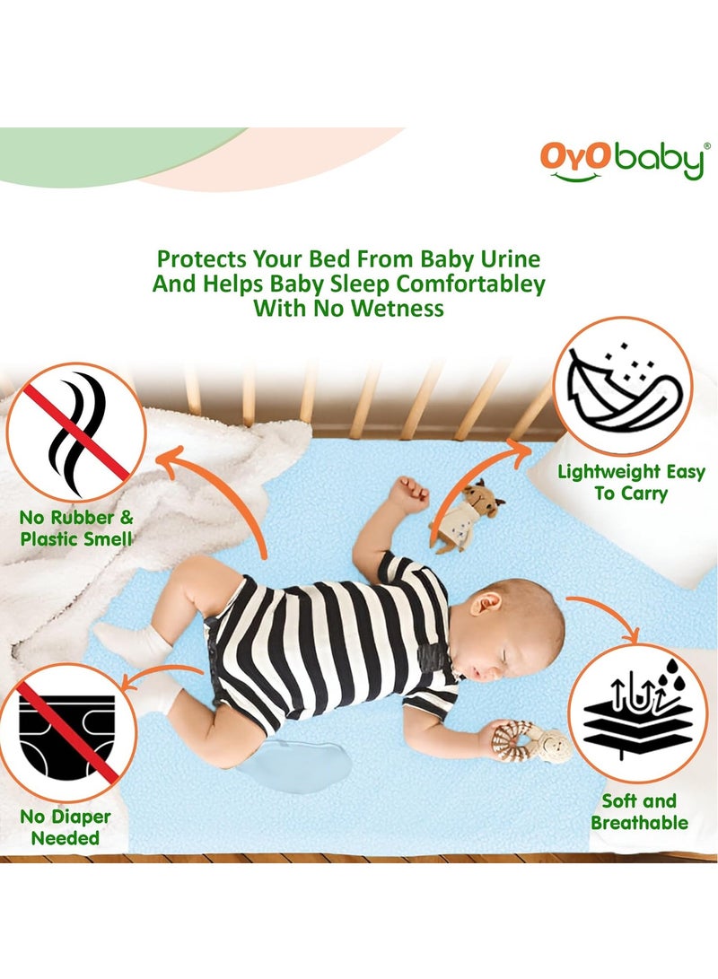 OYO BABY Waterproof Quick Dry Sheet for Baby| Bed Pad | Baby Bed Protector Sheet for Toddler Children (X-Large (200cm x 140cm), Blue) - Image 2