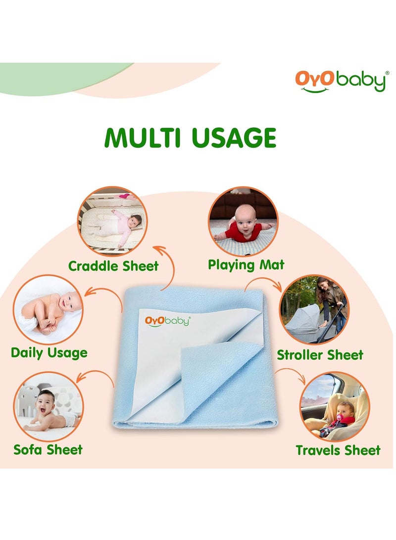 OYO BABY Waterproof Quick Dry Sheet for Baby| Bed Pad | Baby Bed Protector Sheet for Toddler Children (X-Large (200cm x 140cm), Blue) - Image 3