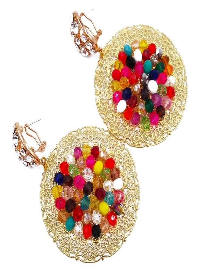 أكزوف طقم مجوهرات من الخرز الأفريقي من aczuv، إصدار 2017، قلادة وأقراط لحفلات الزفاف النيجيرية للنساء (متعددة الألوان) - Image 5