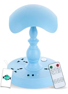 Multifunctional Table Lamp 2 Usb Ports With 3 Sockets Soft Warm Natural Light For Students And Bedrooms Special Eye Protection Lamp Blue