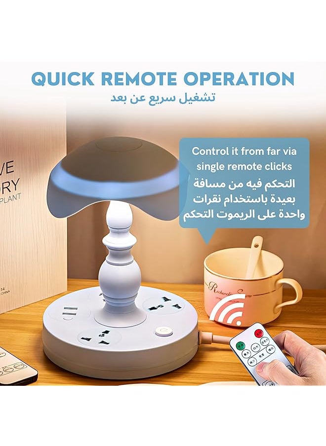erorex - Multifunctional Table Lamp 2 Usb Ports With 3 Sockets Soft Warm Natural Light For Students And Bedrooms Special Eye Protection Lamp Blue - Image 1
