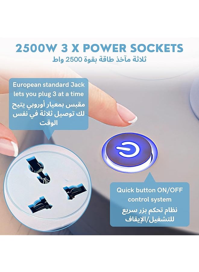 erorex - Multifunctional Table Lamp 2 Usb Ports With 3 Sockets Soft Warm Natural Light For Students And Bedrooms Special Eye Protection Lamp Blue - Image 1