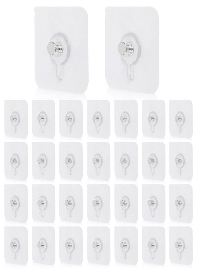 OUMASK 30 Pcs Self Adhesive Wall Hooks No Drill Hooks for Hanging, No-Trace Sticker Frame Hangers Without Nails for Mount Wall Shelf, Bathroom, Heavy Duty Adhesive Wall Hooks for Kitchen (30, m) - Image 1