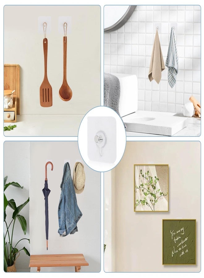 OUMASK 30 Pcs Self Adhesive Wall Hooks No Drill Hooks for Hanging, No-Trace Sticker Frame Hangers Without Nails for Mount Wall Shelf, Bathroom, Heavy Duty Adhesive Wall Hooks for Kitchen (30, m) - Image 3
